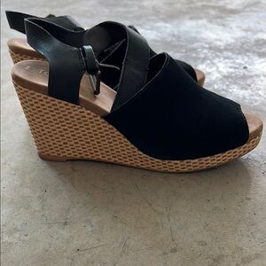 TOMS Black Wedge Sandals